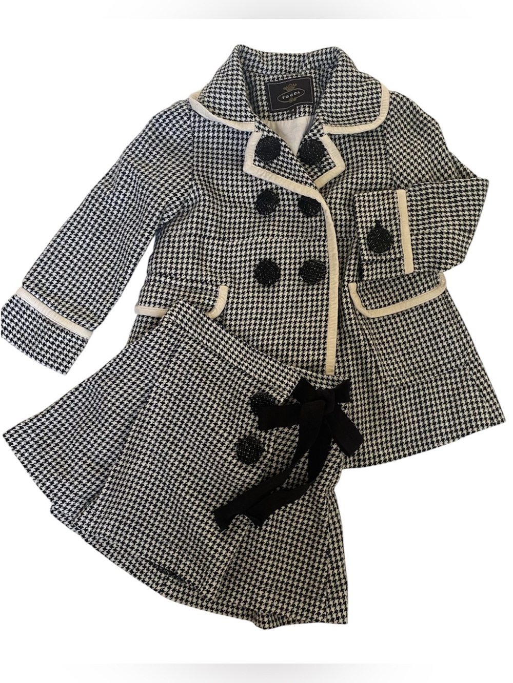 Semi-Vintage TOCCA Girls Houndstooth 2-piece Set Coat+Skirt Size 4